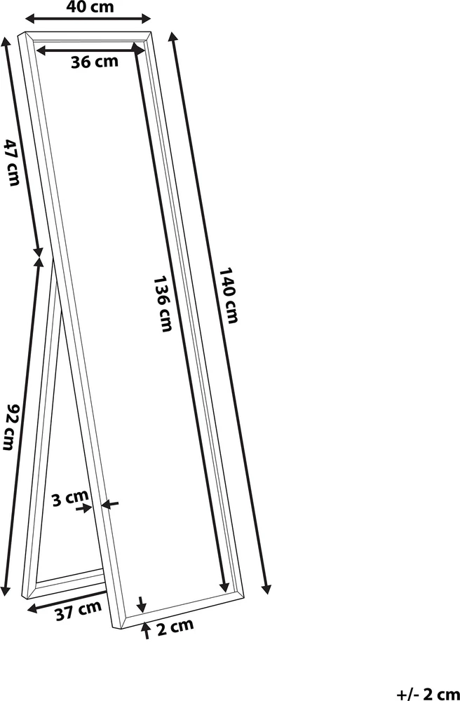 Beliani Pastatomas veidrodis TORCY 140 cm Baltas
