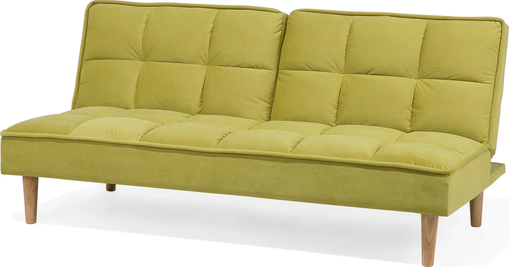 Beliani Trivietė sofa-lova SILJAN alyvuogių spalvos