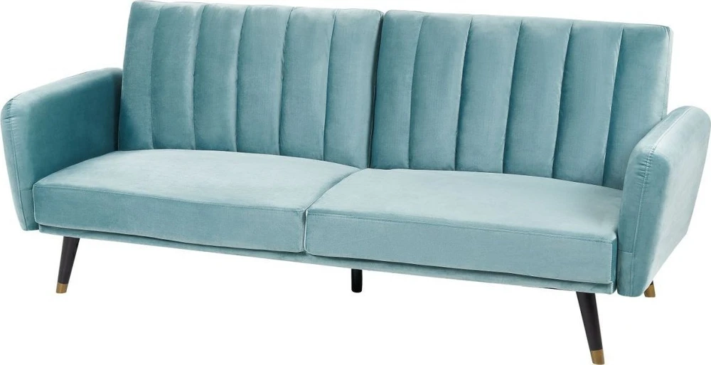 Beliani Išskleidžiama 3 vietų sofa VIMMERBY mėlyno aksomo