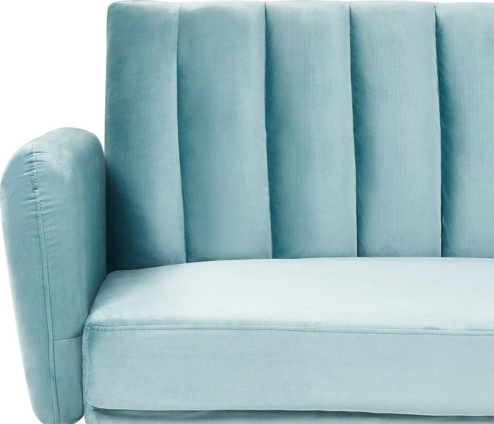 Beliani Išskleidžiama 3 vietų sofa VIMMERBY mėlyno aksomo