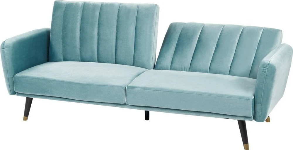 Beliani Išskleidžiama 3 vietų sofa VIMMERBY mėlyno aksomo