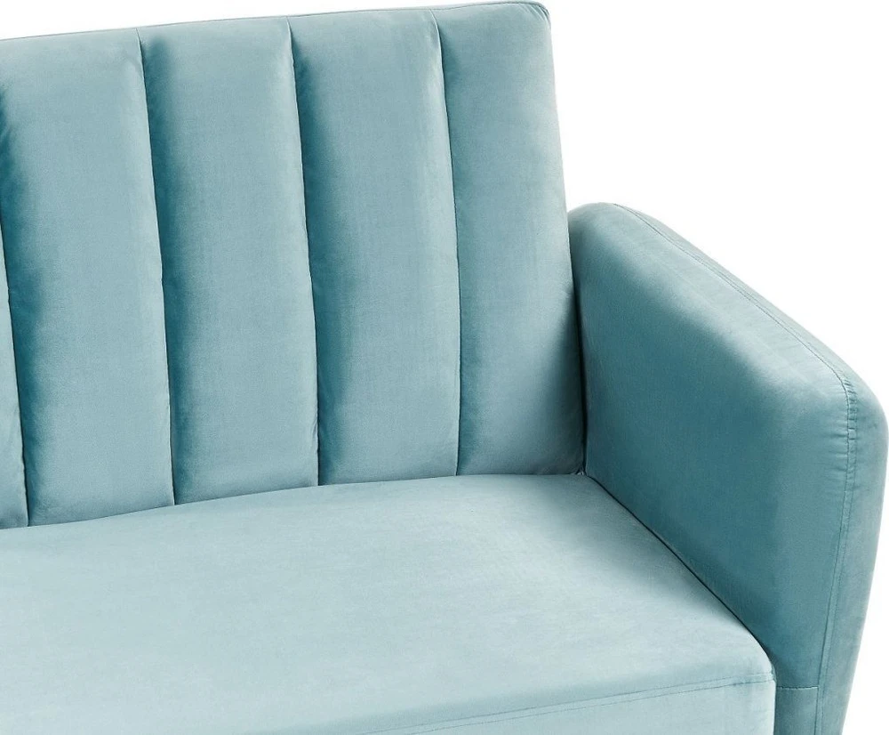 Beliani Išskleidžiama 3 vietų sofa VIMMERBY mėlyno aksomo