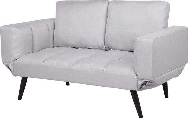 Beliani Dvivietė išskleidžiama sofa BREKKE šviesiai pilka