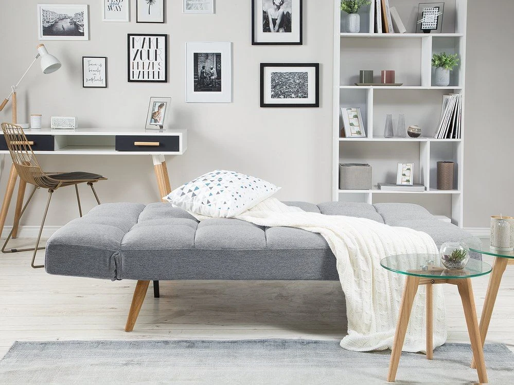Beliani Dvivietė sofa-lova INGARO Pilka