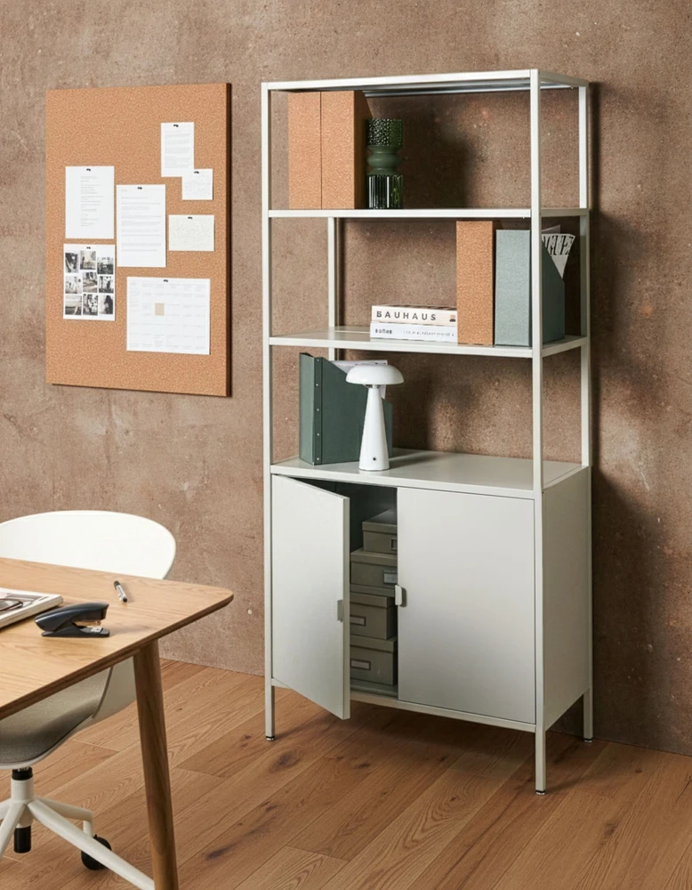 Beliani Biuro spintelė KAURI metalinė šviesiai pilka
