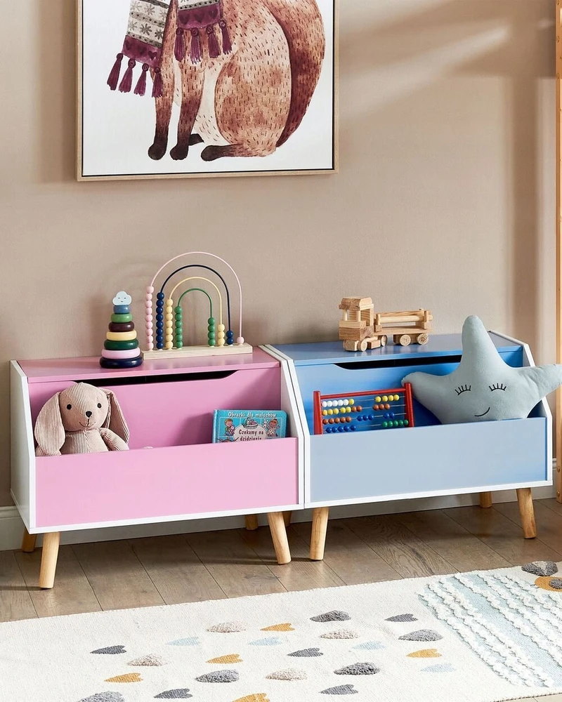 Beliani Žaislų dėžė CASPER 43 cm rausva