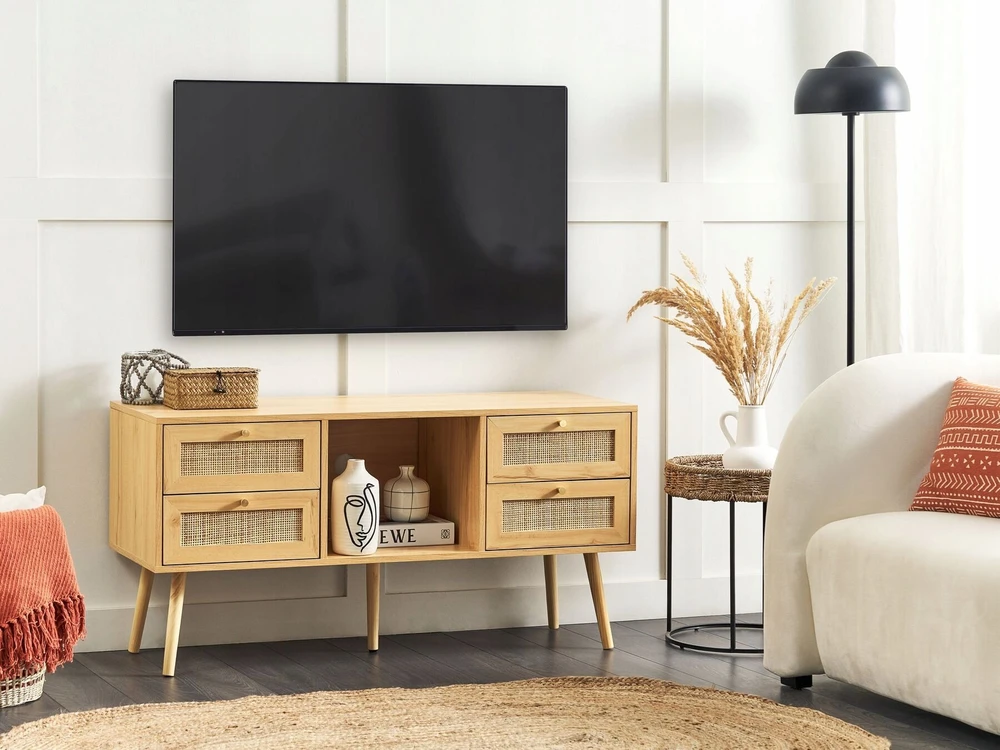 TV staliukas Beliani TV spintelė PEROTE rotango šviesiai ruda