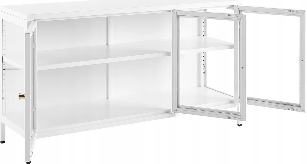 Beliani Vitrina NEWPORT, Metalinė, 115 cm, Balta