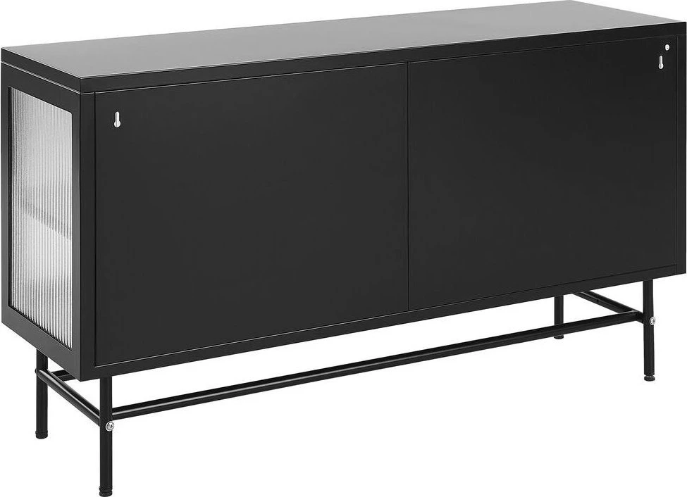 Beliani Spintelė su stiklinėmis durelėmis DEVON metalinė 115 cm, juoda