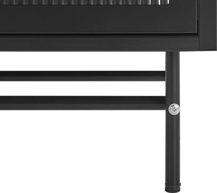 Beliani Spintelė su stiklinėmis durelėmis DEVON metalinė 115 cm, juoda