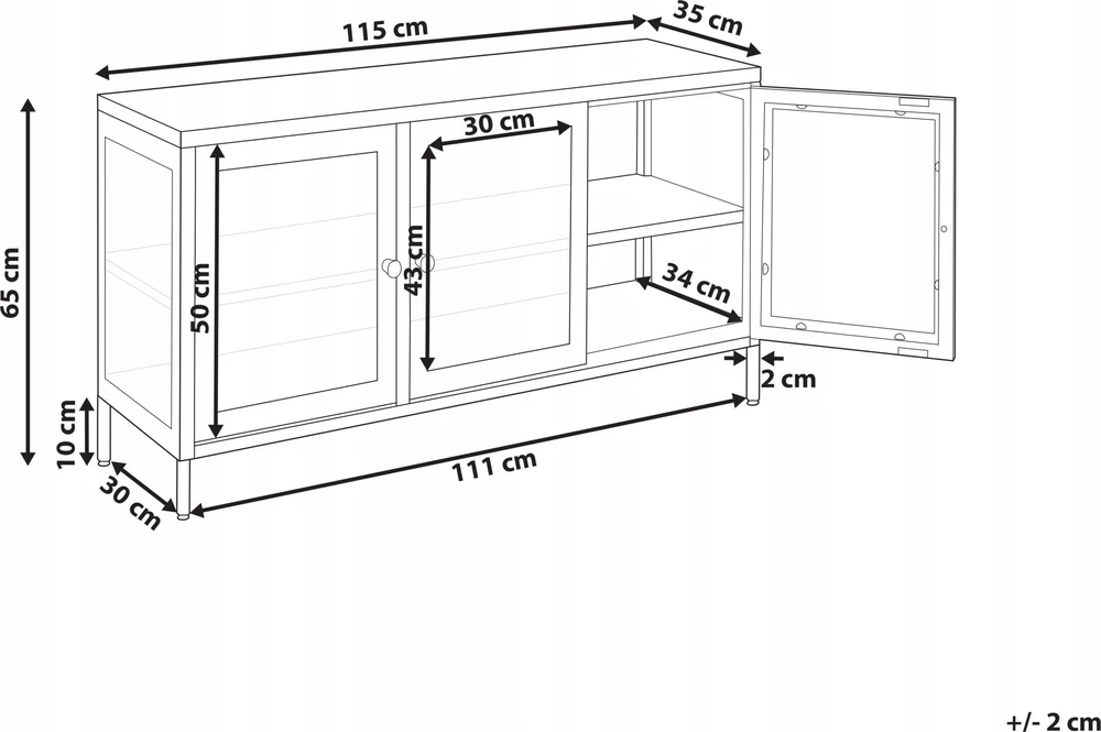 Beliani Vitrina NEWPORT, Metalinė, 115 cm, Balta