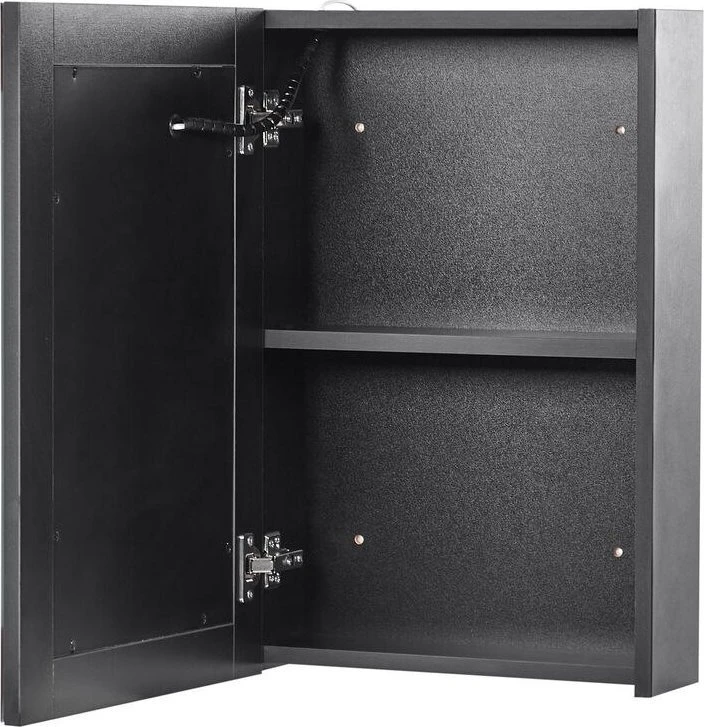 Beliani Pakabinama vonios kambario spintelė su LED veidrodžiu CAMERON 40 cm 60 cm juoda