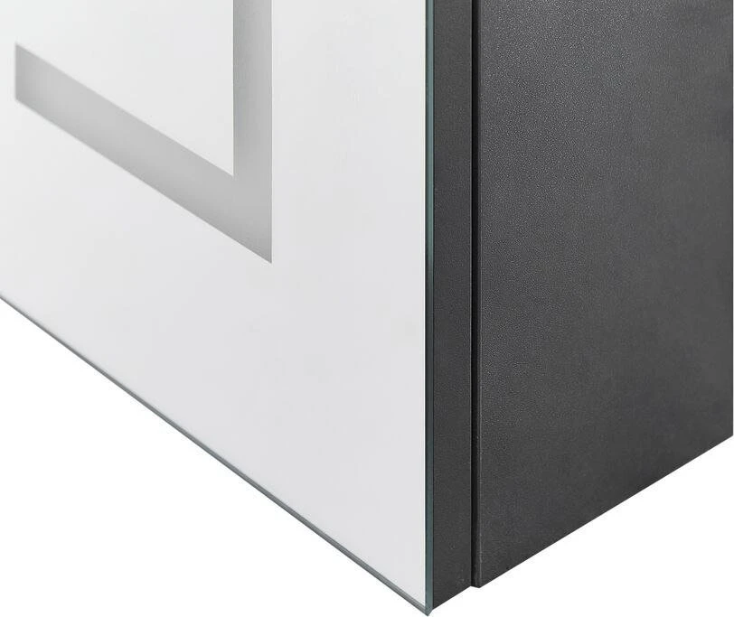 Beliani Pakabinama vonios kambario spintelė su LED veidrodžiu MAZARREDO 60 cm Juoda