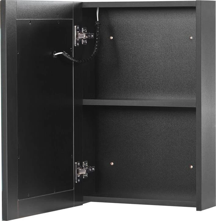 Beliani Pakabinama vonios spintelė su LED veidrodžiu MALASPINA 40 cm 60 cm juoda