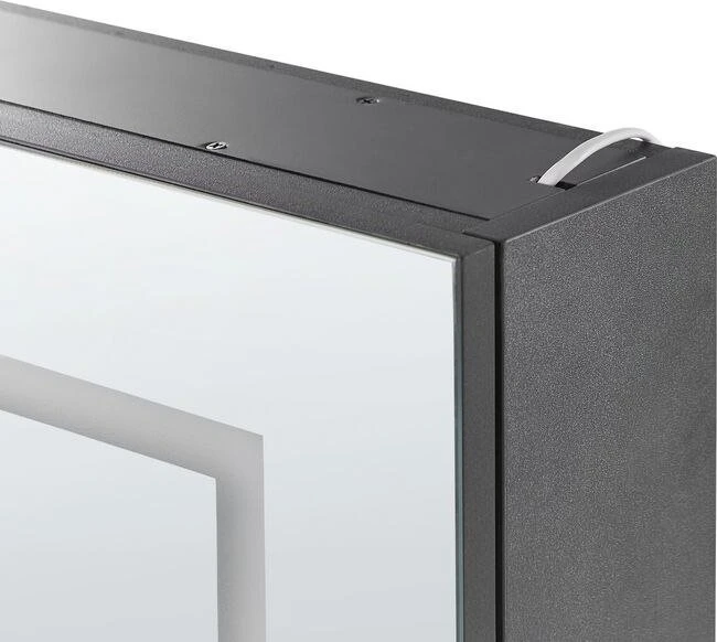 Beliani Pakabinama vonios kambario spintelė su LED veidrodžiu MAZARREDO 60 cm Juoda