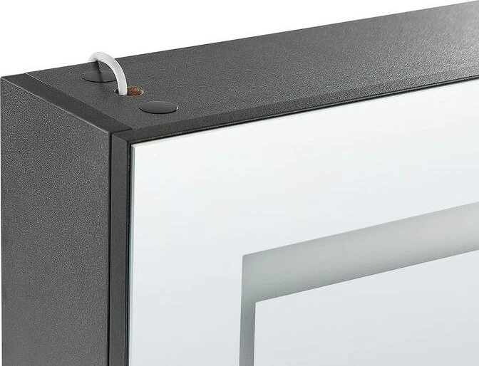 Beliani Pakabinama vonios spintelė su LED veidrodžiu MALASPINA 40 cm 60 cm juoda