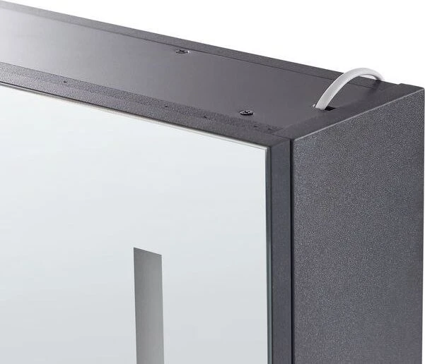 Beliani Pakabinama vonios spintelė su LED veidrodžiu CHABUNCO 60 cm 60 cm juoda