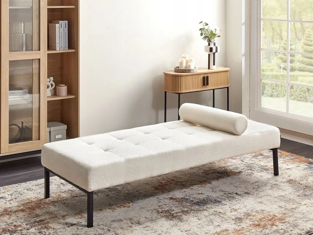 Sofa Beliani Šezlongas CHINON Boucle baltos spalvos