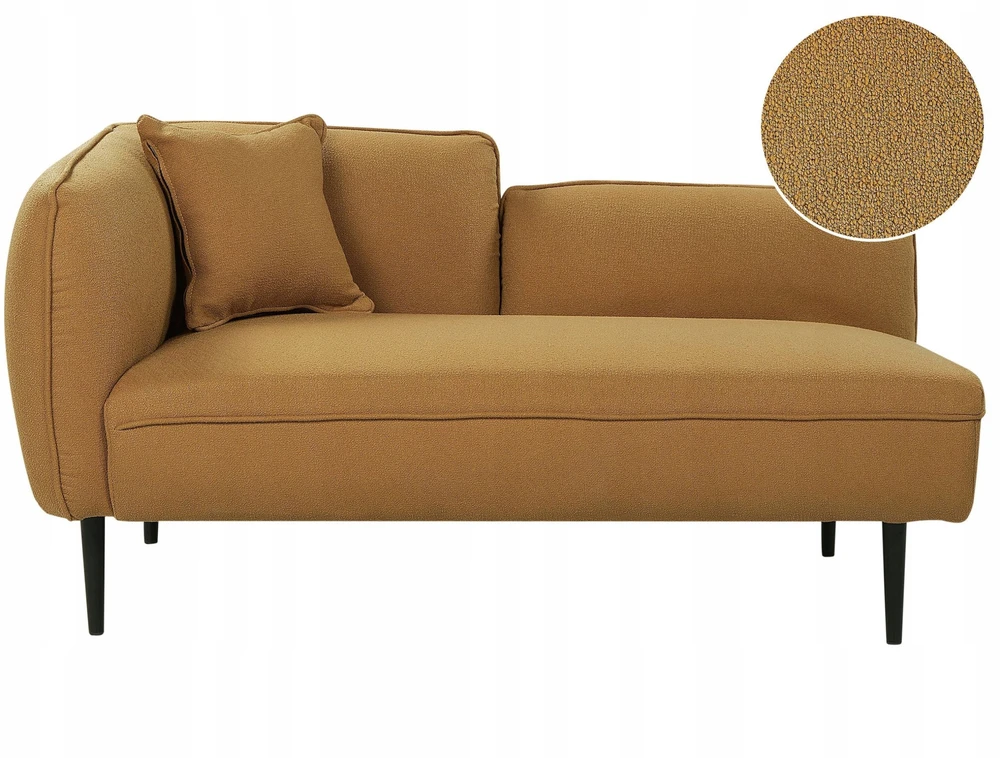 Sofa Beliani Kairysis gultas CHEVANNES iš „boucle“ audinio, garstyčių spalvos