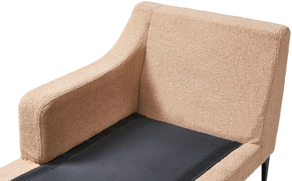 Sofa Beliani Dešinysis šezlongas EWRON Boucle smėlio spalvos