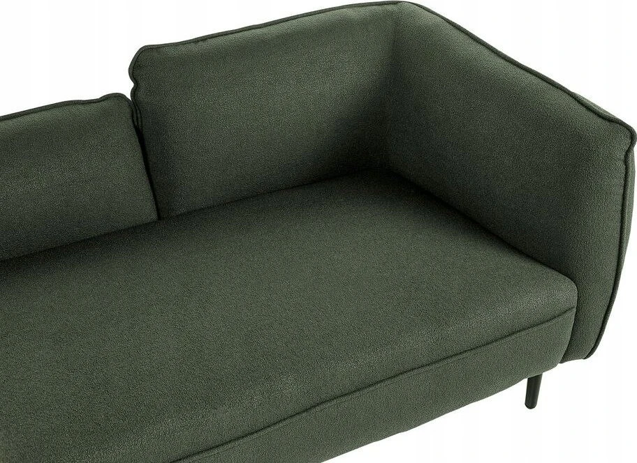 Sofa Beliani Dešinysis šezlongas CHEVANNES, „bouclé“, tamsiai žalias