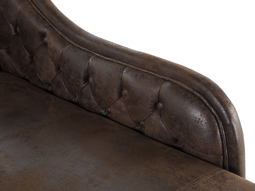 Sofa Beliani Kairysis šezlongas NIMES dirbtinė zomša tamsiai rudas