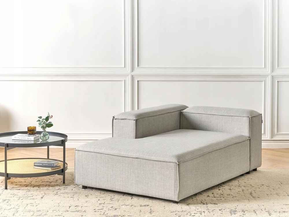 Sofa Beliani Dešininis šezlongas ARDAL šviesiai pilkas