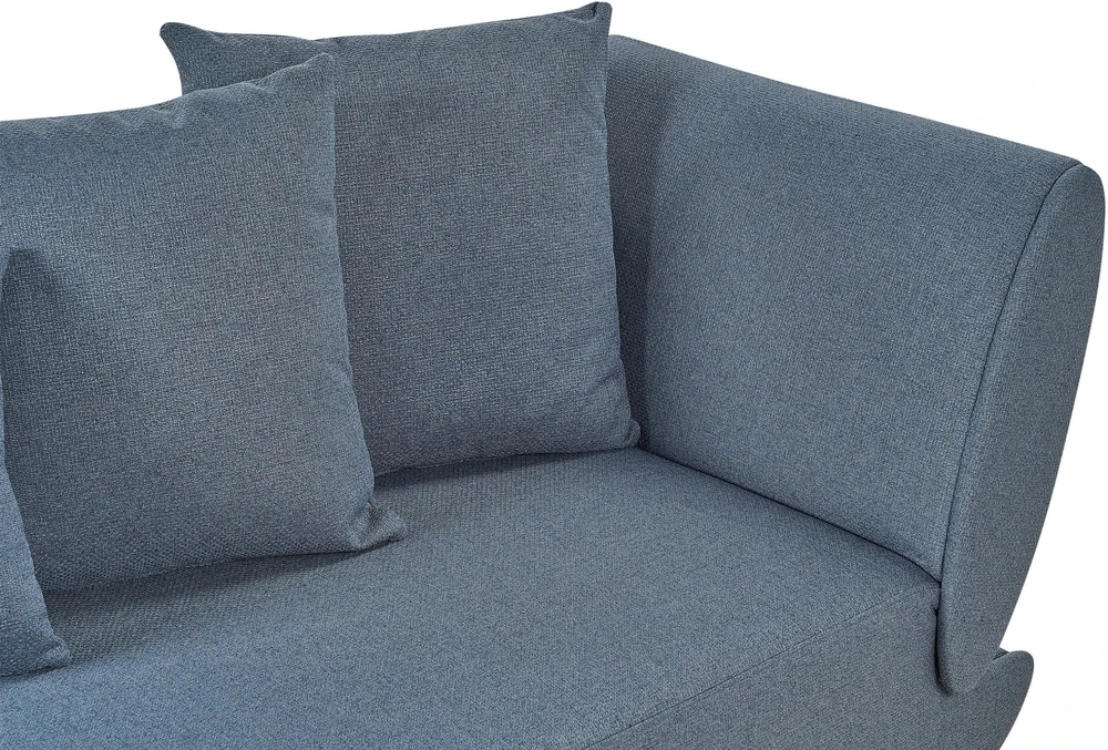 Sofa Beliani Dešininis šezlongas MERI iš sintetinio lino, tamsiai mėlynas su daiktadėže