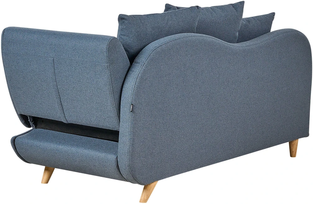 Sofa Beliani Dešininis šezlongas MERI iš sintetinio lino, tamsiai mėlynas su daiktadėže