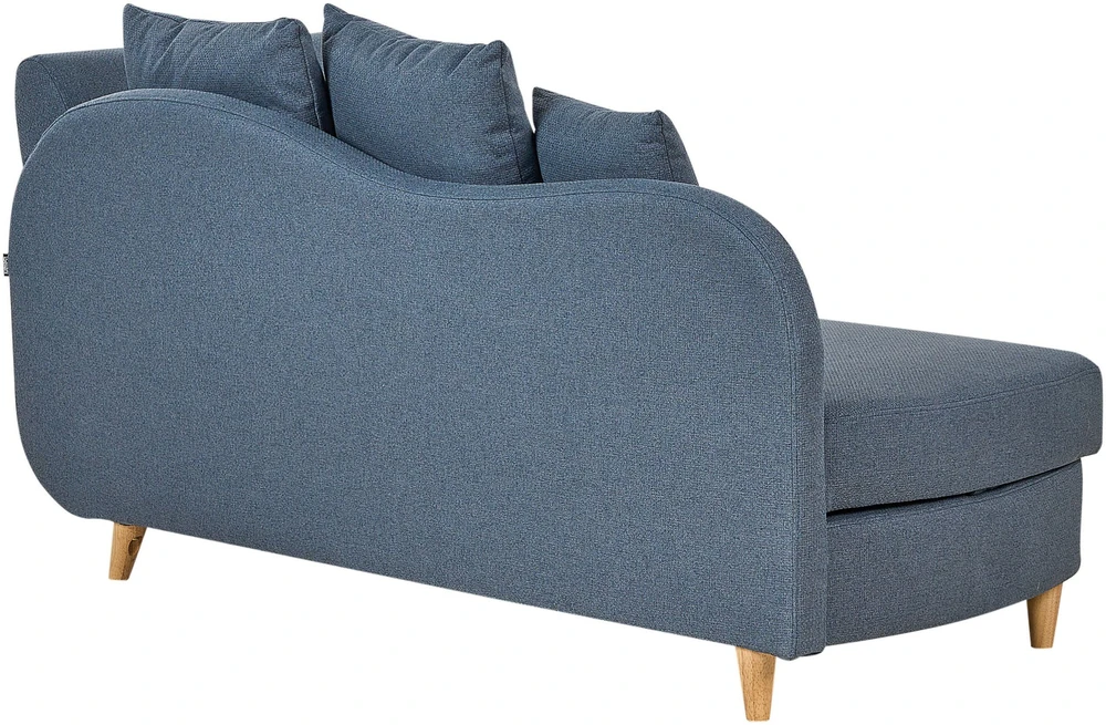 Sofa Beliani Dešininis šezlongas MERI iš sintetinio lino, tamsiai mėlynas su daiktadėže