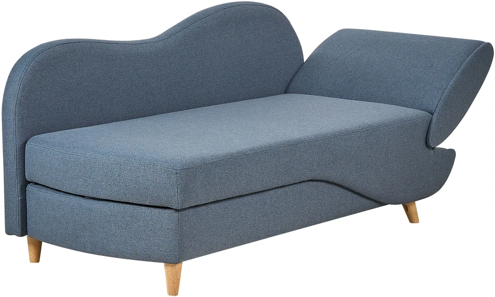 Sofa Beliani Dešininis šezlongas MERI iš sintetinio lino, tamsiai mėlynas su daiktadėže