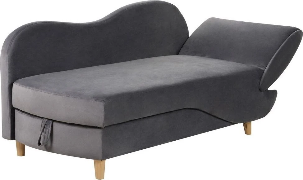 Sofa Beliani Dešininės pusės šezlongas MERI veliūrinis tamsiai pilkas su daiktadėže