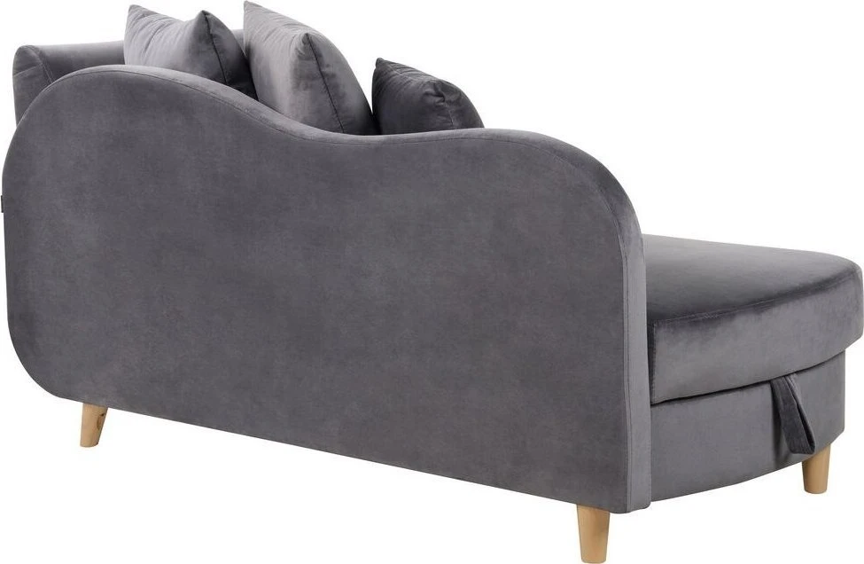 Sofa Beliani Dešininės pusės šezlongas MERI veliūrinis tamsiai pilkas su daiktadėže