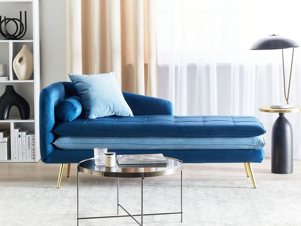 Sofa Beliani Kairysis gultas „GONESSE“ veliūrinis, mėlynas