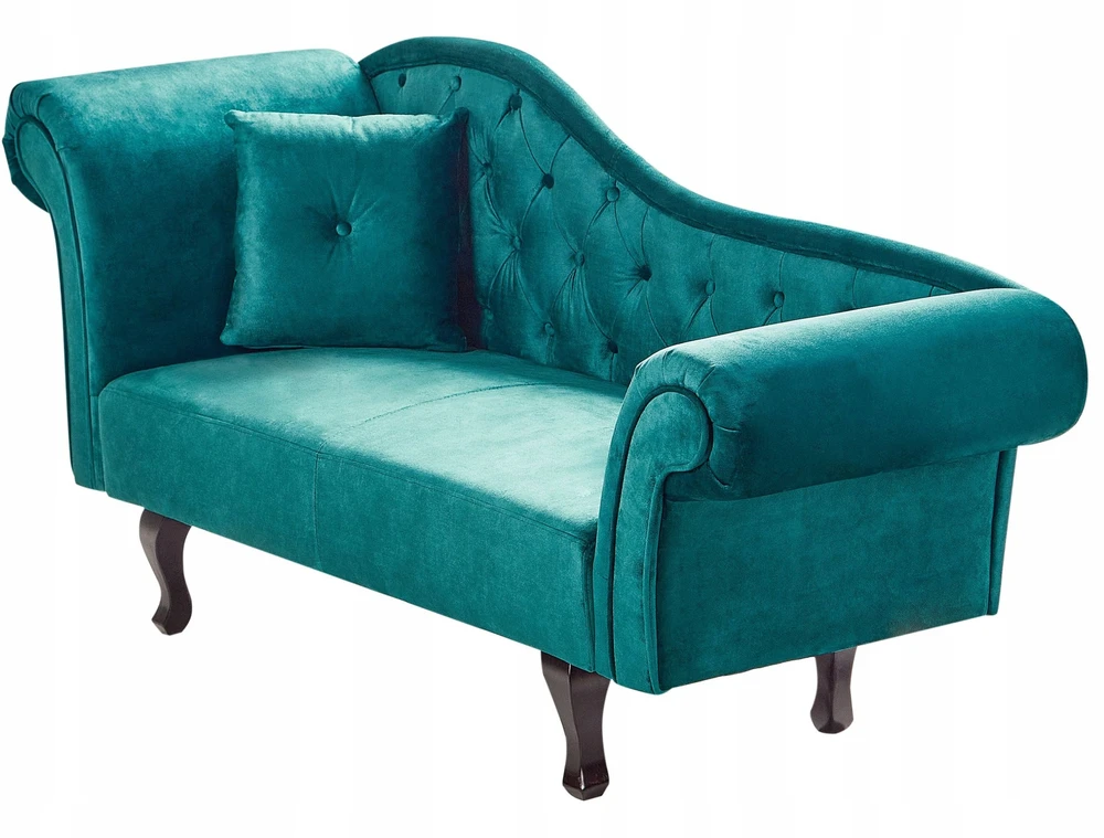 Sofa Beliani Kairysis gultas LATTES II veliūras smaragdo spalvos su pagalve