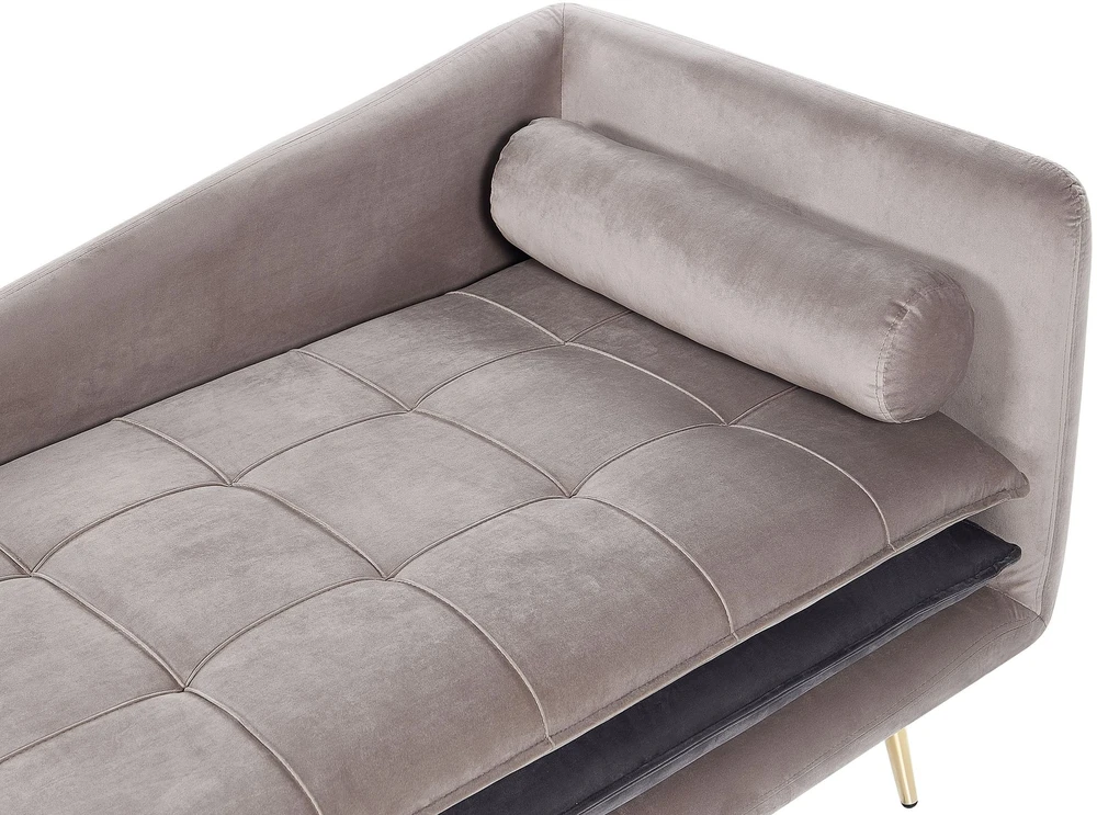 Sofa Beliani Dešininis šezlongas GONESSE, veliūrinis, smėlio ir pilkos spalvos