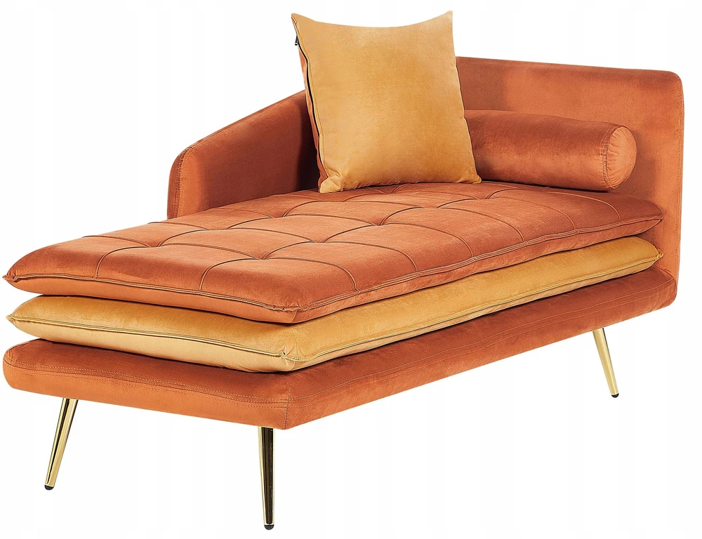 Beliani Dešininė gulto tipo sofa GONESSE, veliūras, oranžinė