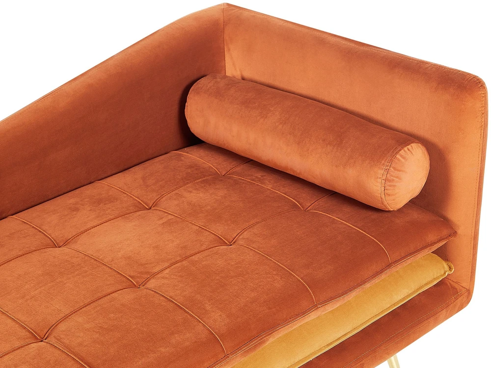 Beliani Dešininė gulto tipo sofa GONESSE, veliūras, oranžinė