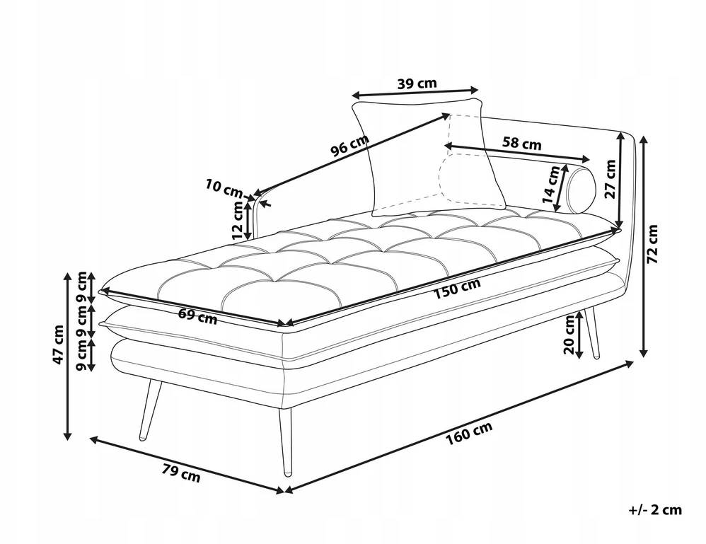Beliani Dešininė gulto tipo sofa GONESSE, veliūras, oranžinė