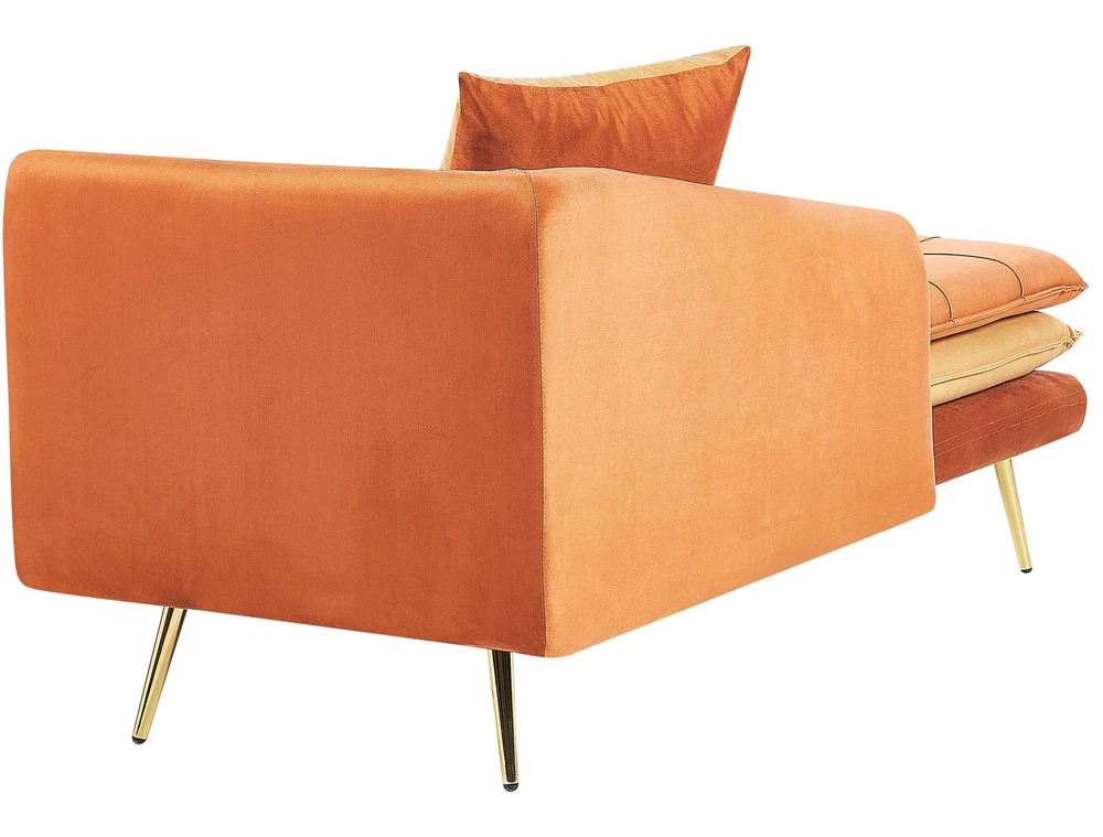 Beliani Dešininė gulto tipo sofa GONESSE, veliūras, oranžinė