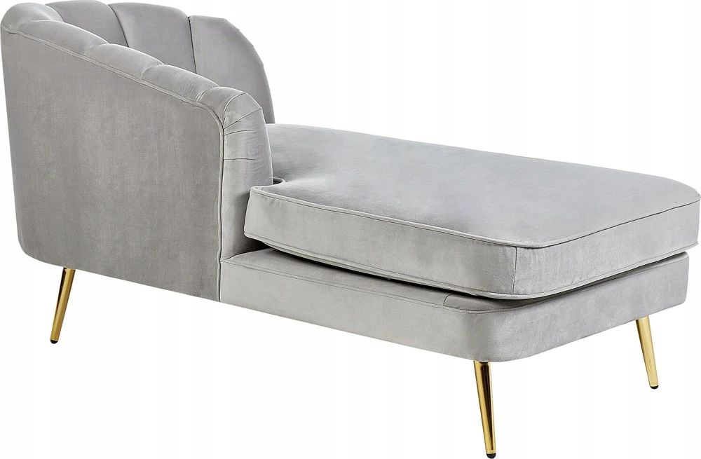 Beliani Dešininė gulto sofa ALLIER, veliūras, šviesiai pilka