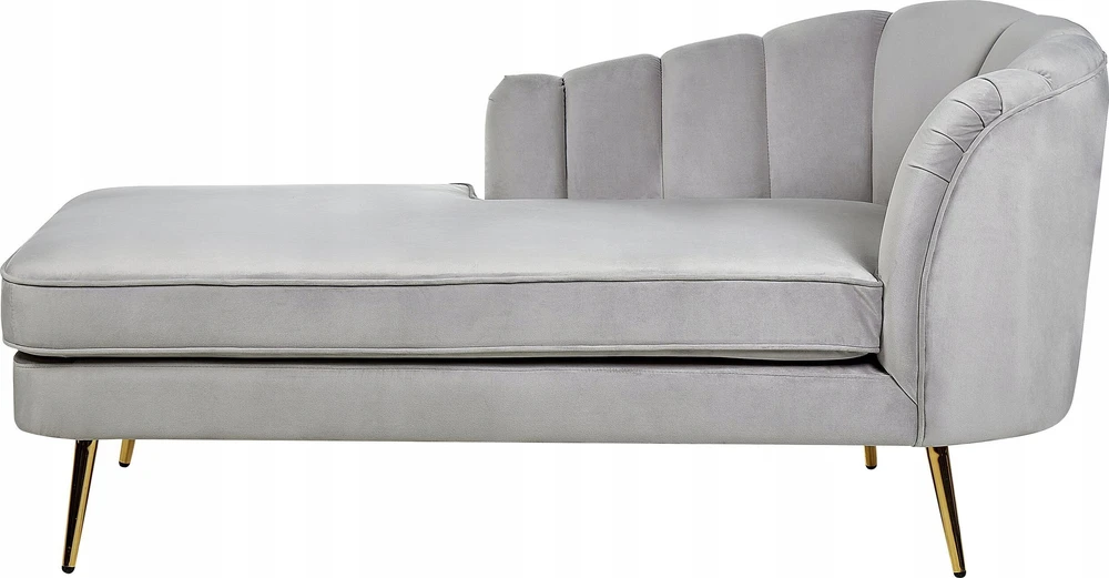 Beliani Dešininė gulto sofa ALLIER, veliūras, šviesiai pilka