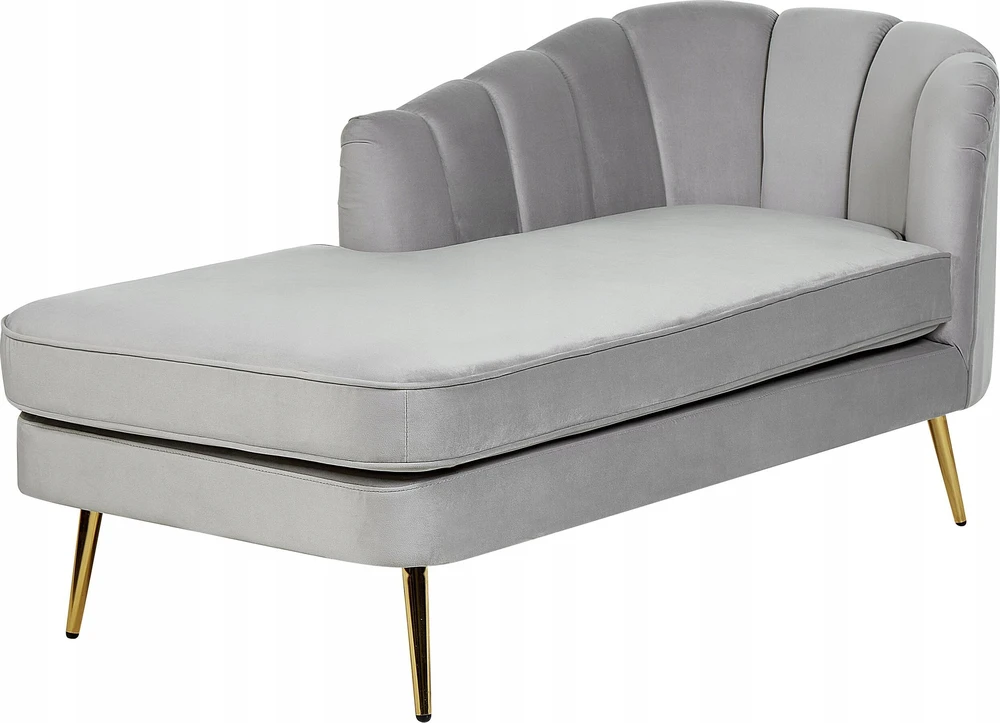 Beliani Dešininė gulto sofa ALLIER, veliūras, šviesiai pilka