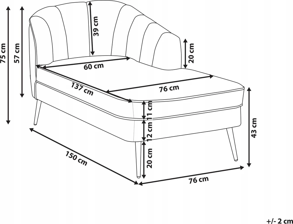 Beliani Dešininė gulto sofa ALLIER, veliūras, šviesiai pilka