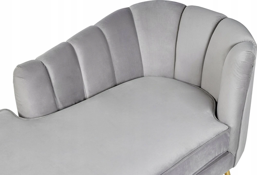 Beliani Dešininė gulto sofa ALLIER, veliūras, šviesiai pilka