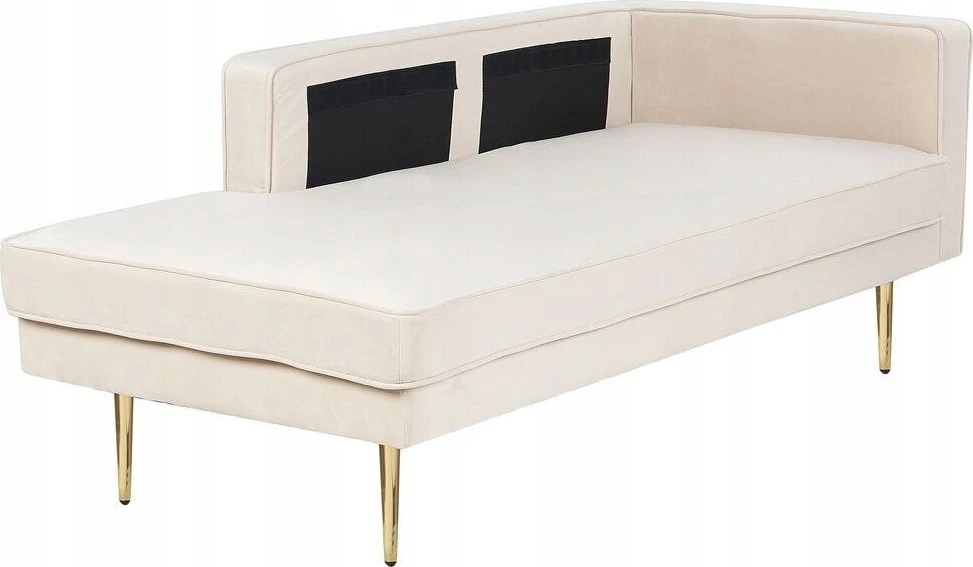 Sofa Beliani Dešininis šezlongas MIRAMAS, veliūras, smėlio spalvos
