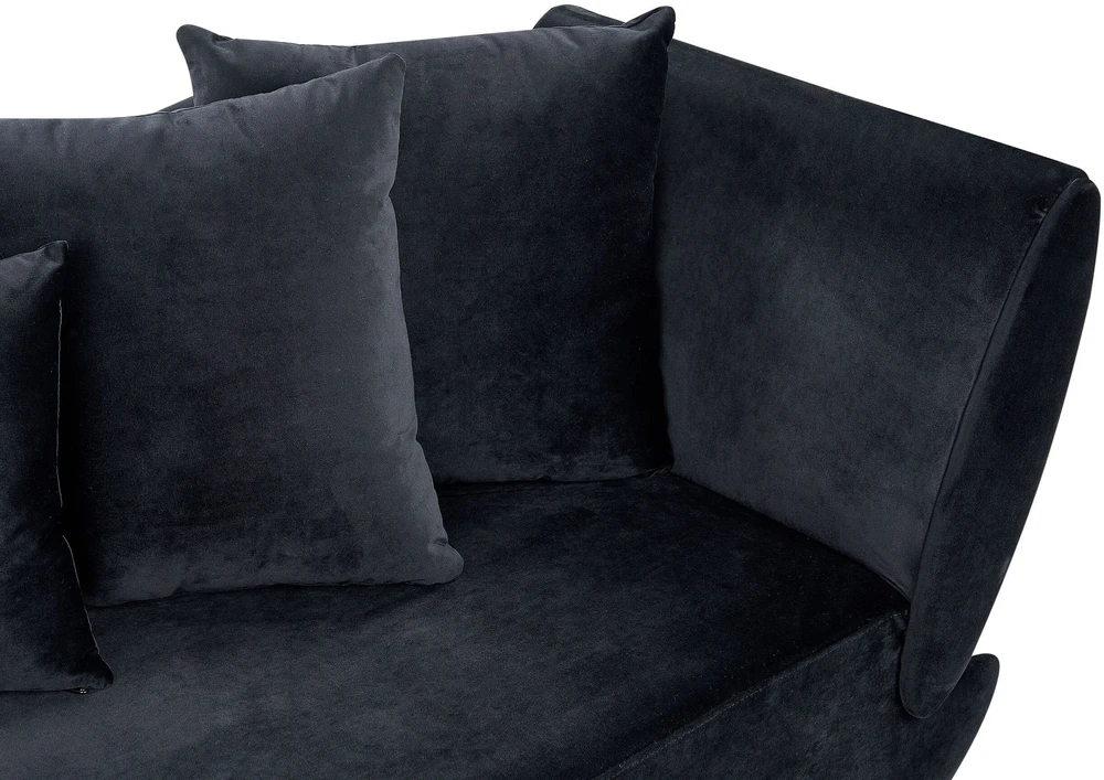 Sofa Beliani Dešininis szezlongas MERI, veliūrinis, juodas, su daiktadėže