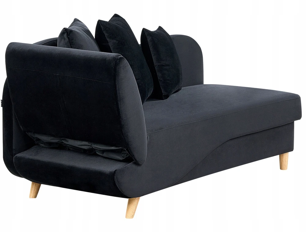 Sofa Beliani Kairysis gultas MERI veliūrinis juodas su patalynės dėže
