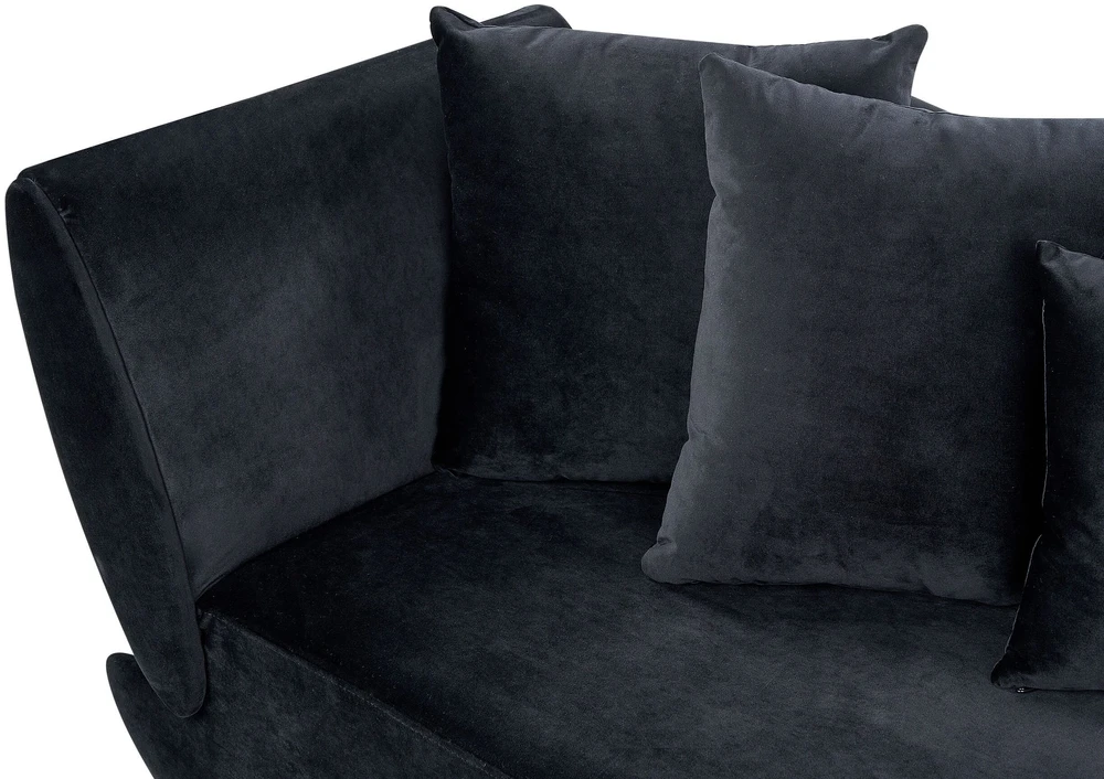 Sofa Beliani Kairysis gultas MERI veliūrinis juodas su patalynės dėže