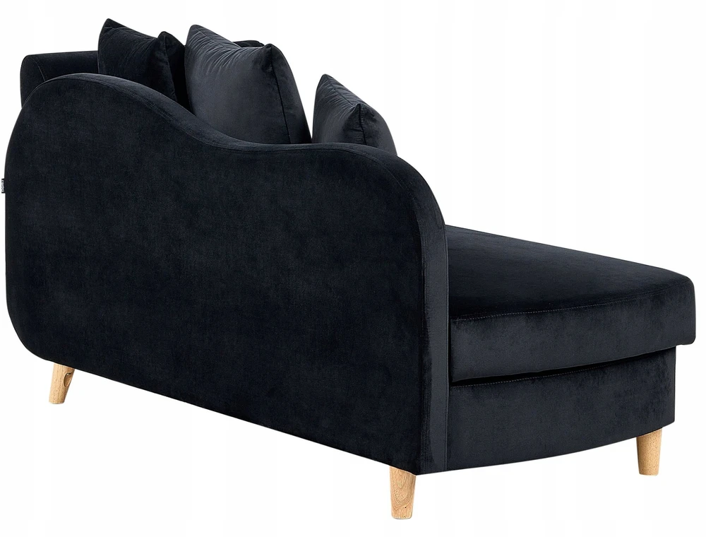 Sofa Beliani Dešininis szezlongas MERI, veliūrinis, juodas, su daiktadėže